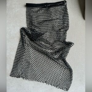 RHINESTONE-EMBELLISHED FISHNET SKIRT